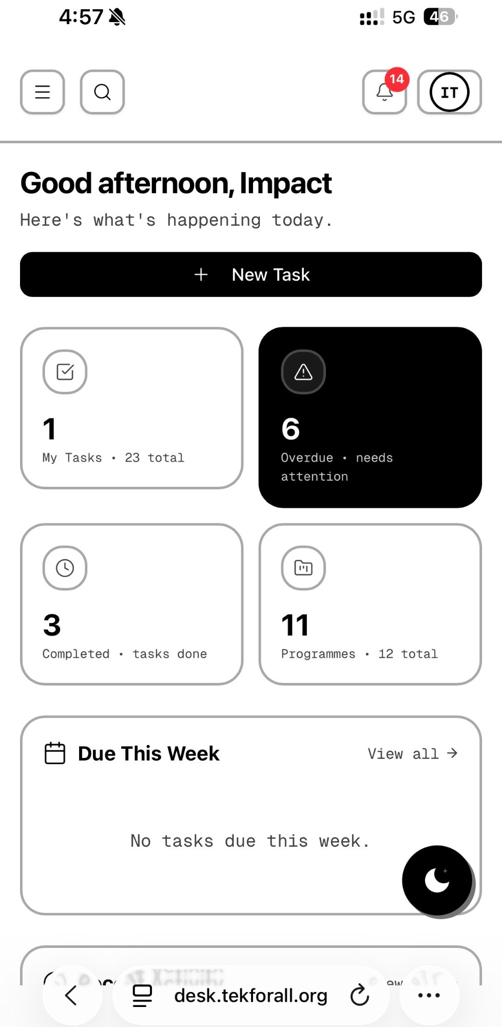 MoonDesk Mobile View